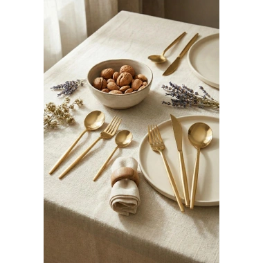 36 Parça Lüks Gold Paslanmaz Çelik Çatal Kaşık Bıçak Takımı