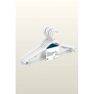 37 Cm Döner Başlı Beyaz Askı 6’lı Set