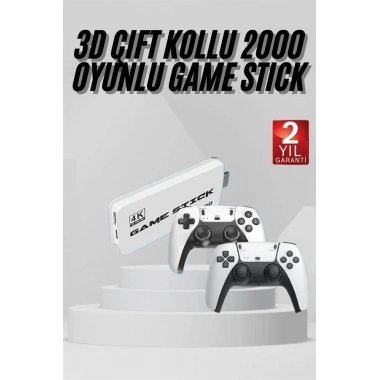 3D 4K 2000 Oyunlu Game Stick Oyun Konsolu Çift Konsol