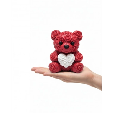 3D Baskı Kalpli Ayıcık 10cm Romantik Masaüstü Dekor