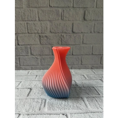3D Dalga Desenli Kalp Formlu Dekoratif Vazo Pembe 15 cm