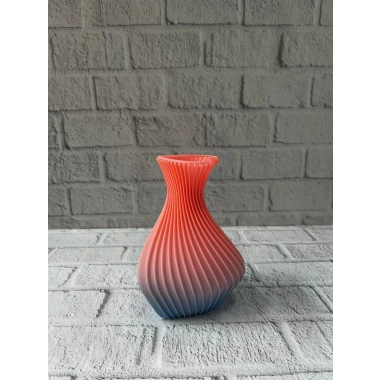 3D Dalga Desenli Kalp Formlu Dekoratif Vazo Pembe 15 cm
