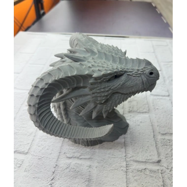 3D Ejderha Başı Heykeli Koleksiyonluk Dekoratif Figür 22x17 cm