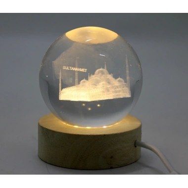 3D İstanbul Temalı Kristal Cam Küre Led Lamba Model 1