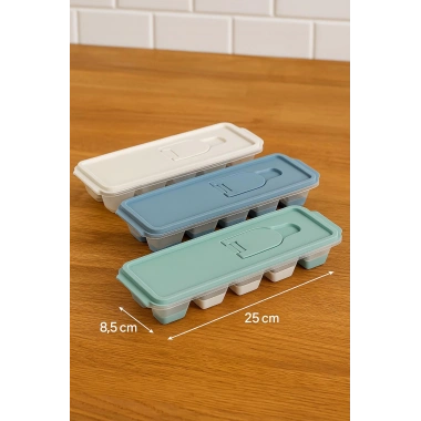 3’lü Set 12 Hazneli Bas Çıkar Buzluk & Buz Kabı