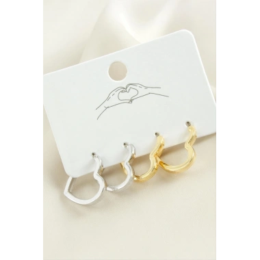 4 Adet Kalp Metal Küpe