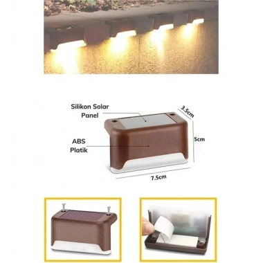 4 ADET SOLAR MERDİVEN LED - KAHVERENGİ KASA (5468)