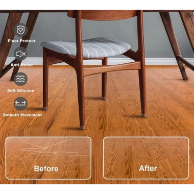 4'lü Keçeli Şeffaf Silikon Sandalye Ayak Koruyucu Seti (5468)