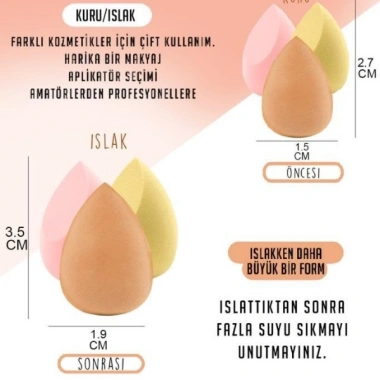 4lü Kapaklı Armut Makyaj Süngeri Seti