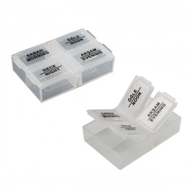 4 Öğün Günlük Hap İlaç Saklama Taşıma Kutusu İlaç Hatırlatıcı (5468)