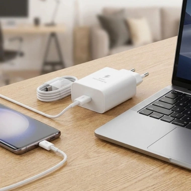 45W Süper Hızlı Şarj Adaptörü USB-C PD 3.0 PPS Fast Charger + 5A Type-C to Type-C Kablo (5468)