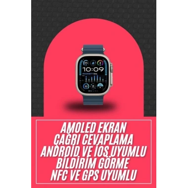49mm Akıllı Saat Amoled Ekranlı Kadın Erkek Kol Saati Plastik Kordon