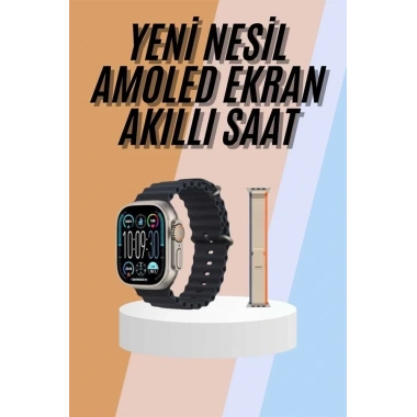 49mm Akıllı Saat Amoled Ekranlı Kadın Erkek Kol Saati Plastik Kordon