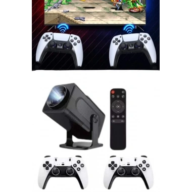 4K Android Smart Wi-fi Çift Kollu Projeksiyon Game Box Kumandalı Taşınabilir