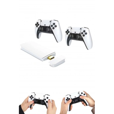 4K HD Görüntü Kaliteli Retro Game Stick 20000 Oyunlu Çift Kollu Beyaz Game Stick