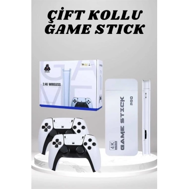 4K HD Görüntü Kaliteli Retro Game Stick 20000 Oyunlu Çift Kollu Beyaz Game Stick