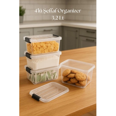 4’lü Şeffaf Saklama Kutusu & Düzenleme Kutusu 3,2 Lt