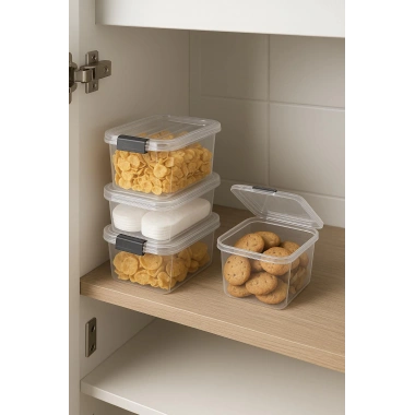 4’lü Şeffaf Saklama Kutusu & Düzenleme Kutusu 3,2 Lt