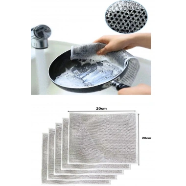 5 Adet Çok Fonksiyonlu Çizmeyen Tel Bulaşık Bezi Bulaşık Havlusu Bulaşık Temizlik Ovma Bezi (5468)
