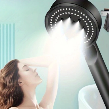 5 Fonksiyonlu Yüksek Basınçlı Ayarlanabilir Siyah Duş Başlığı (5468)