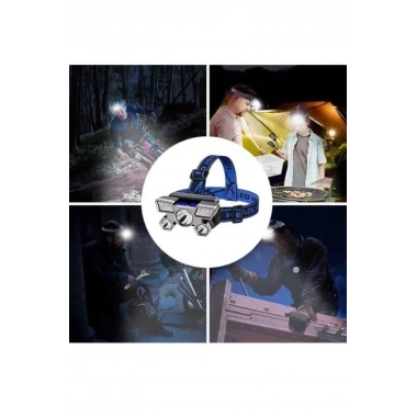 5 LED Far Şarj Edilebilir Güçlü Kafa Lambası Kamp Lambası 4 Modlu
