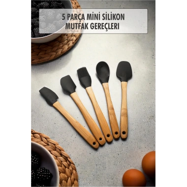 5 Parça Bambu Saplı Mini Supatula Seti