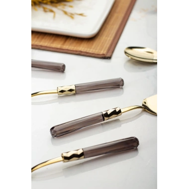 5 Parça Gold Servis Seti & Servis Sunum Seti Füme ( Kepçe / Kevgir / Sıpatula / Çatal / Kaşık )