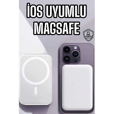5000 Mah İOS Uyumlu Magsafe Kablosuz Şarj Hızlı Şarj Desteği