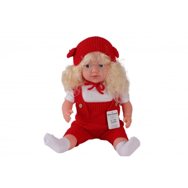 5214 60 CM TRİKOLU TULUMLU SAÇLI BÜYÜK BEBEK