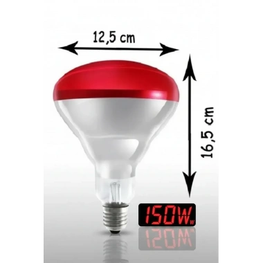 (6 Adet) 150W Kızılötesi Isıtıcılı Hayvan Isıtma ve Kuluçka Lambası (Kırmızı Işık) E27 (Kalın Duy)