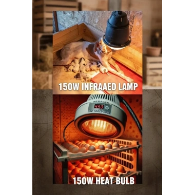 (6 Adet) 150W Kızılötesi Isıtıcılı Hayvan Isıtma ve Kuluçka Lambası (Kırmızı Işık) E27 (Kalın Duy)