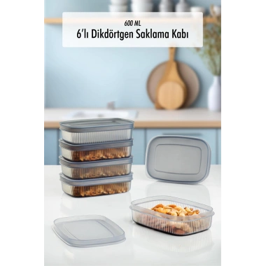 6 Adet Saklama Kabı & Kahvaltılık (600 ML)