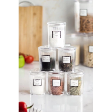 6lı Barok Yuvarlak Baharat Kavanoz Seti & Saklama Kabı & Erzak Kabı (6*250 ML)