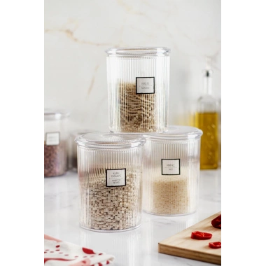 6lı Barok Yuvarlak Büyük Kavanoz Seti & Saklama Kabı & Erzak Kabı (6*2000 ML)