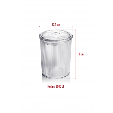 6lı Barok Yuvarlak Büyük Kavanoz Seti & Saklama Kabı & Erzak Kabı (6*2000 ML)