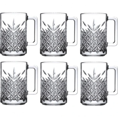 6lı Kulplu Kristal Meşrubat Bardağı