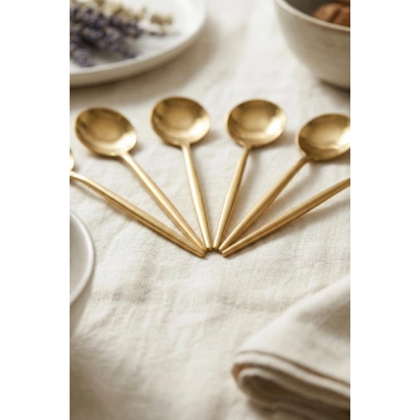 6lı Lüks Gold Paslanmaz Çelik Çay Kaşığı Seti (13 cm)