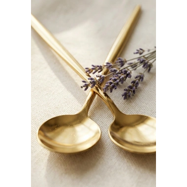 6lı Lüks Gold Paslanmaz Çelik Tatlı Kaşığı Seti (16 cm)