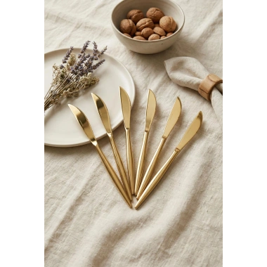 6lı Lüks Gold Paslanmaz Çelik Yemek Bıçağı Seti (21 cm)