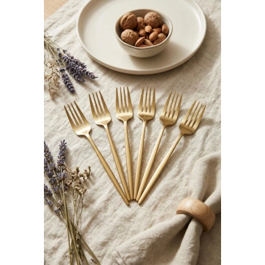 6lı Lüks Gold Paslanmaz Çelik Yemek Çatalı Seti (21 cm)