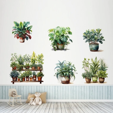 6 li Sticker Saksılı Çiçek Modelleri (5468)