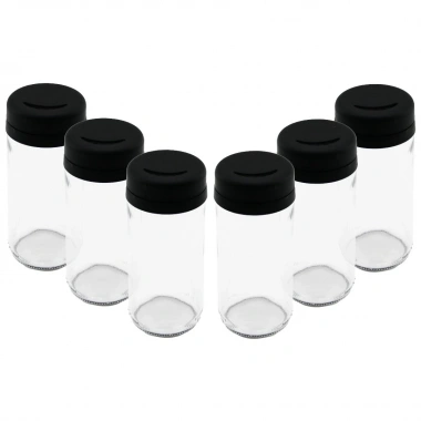 6 PCS CAM - 225ML BAHARATLIK - TUZLUK PLASTİK KAPAK (5468)