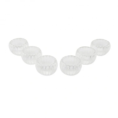 6 PCS ÇİZGİLİ CAM ÇİFT CİDARLI LOKUMLUK - SOSLUK 50 ML (5468)