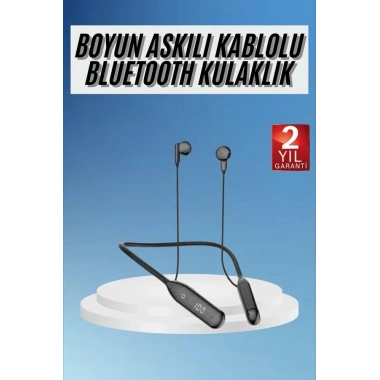60 Saat Kablolu Boyun Askılı Dijital Göstergeli Bluetooth Kulaklığı