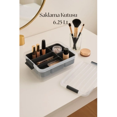 6,25 L Şeffaf Saklama Kutusu & Organizer Düzenleme Kutusu