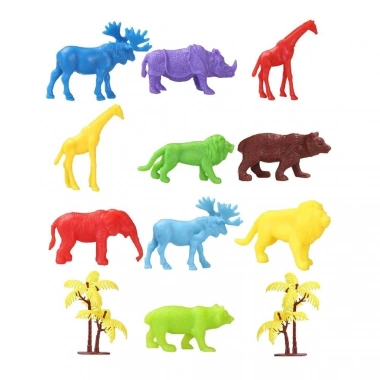 669 Toy Play 12 Parça Renkli Mini Vahşi Hayvanlar Figür Seti 4-6 cm