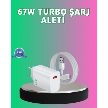 67 Watt Güçlü Turbo Şarj Aleti Samsung Note 10 Note 20 Uyumlu