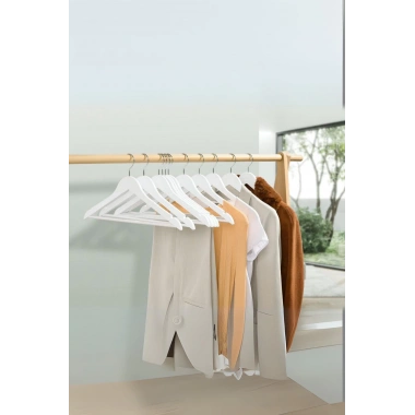 6’lı Ahşap Görünümlü Askı Beyaz 44 cm