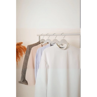 6’lı Ahşap Görünümlü Askı Beyaz 44 cm