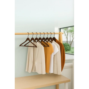 6’lı Ahşap Görünümlü Askı Kahve 44 cm